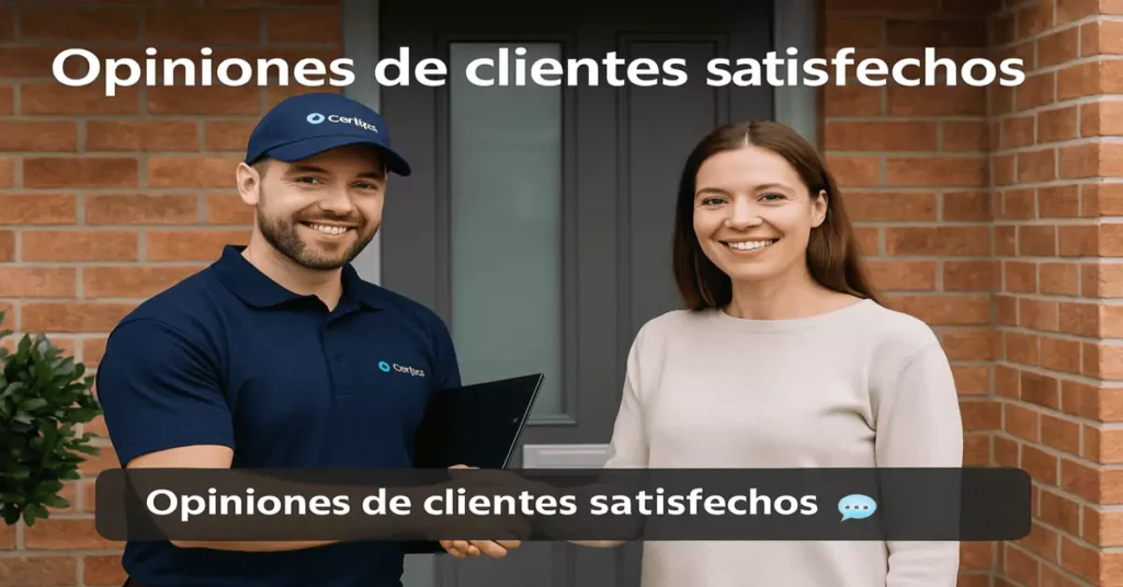 Técnico certificado Certigas junto a cliente satisfecho frente a una casa en Valparaíso